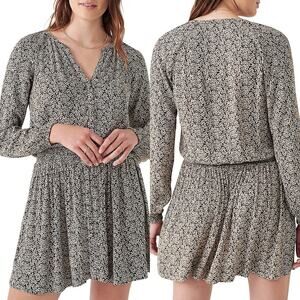 Faherty Olive Green Leaf Batik Montara Short Batik Blouson Dress Women’s Small